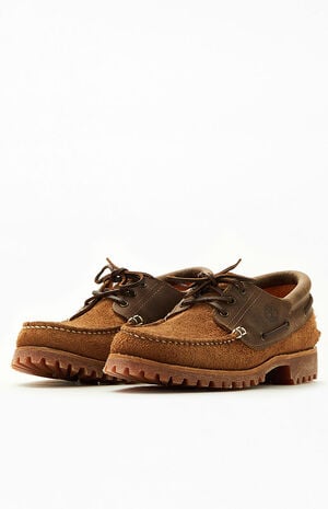 Brown Suede 3-Eye Classic Lug Boat Shoes image number 2