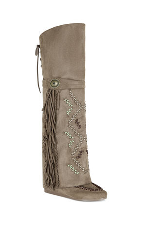 Women's Edmund Brown Faux Suede Flat Moccasin Boots image number 2