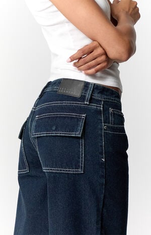 Casey Low Rise Baggy Jeans Contrast Stitch Dark Blue image number 5
