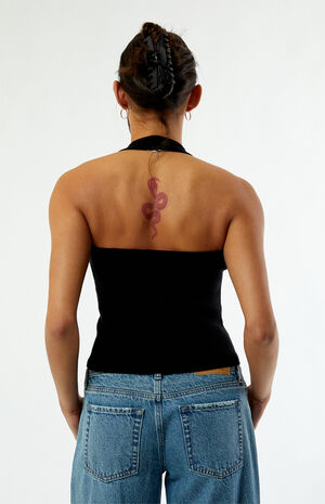 Button Front Sweater Halter Top image number 4