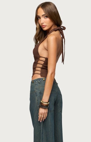 Aneera Cutout Plunging Halter Top image number 3