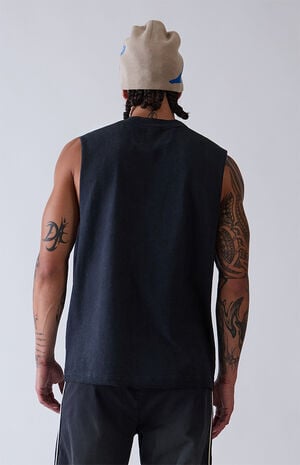 Washed Black Vintage Wash Cut Off Muscle T-Shirt image number 4