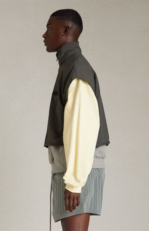 Dark Heather Oatmeal Ink Nylon Fleece Mock Neck Vest image number 2