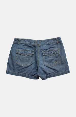 2000s Y2K Low Rise Micro Dark Indigo Jean Shorts image number 1