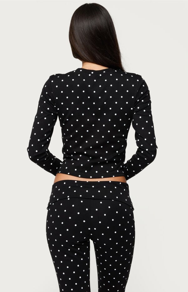 Edikted Daliya Polka Dot Long Sleeve Top