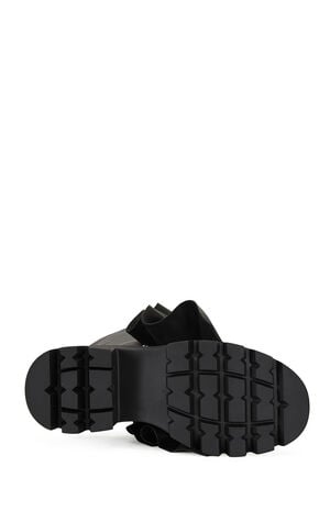 Women's Black Sybel Faux Leather Chunky Combat Boots image number 4