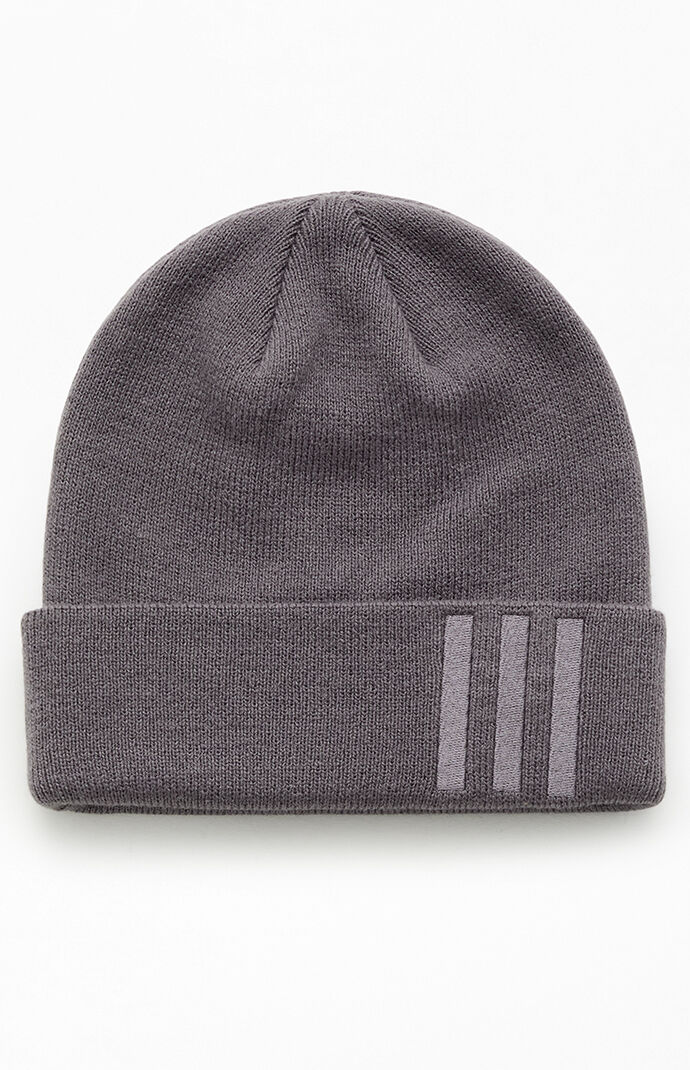 adidas Gray Offset 3-Stripes Beanie | Pacsun