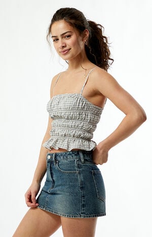 Plaid Ruched Tank Top image number 3