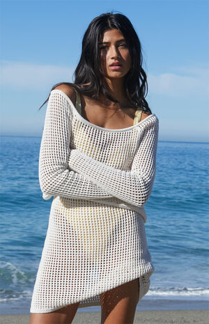 Elena Crochet Boat Neck Mini Dress image number 1