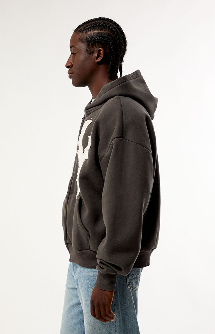 Pacsun NY Raw Applique Full Zip Up Hoodie | Pacsun
