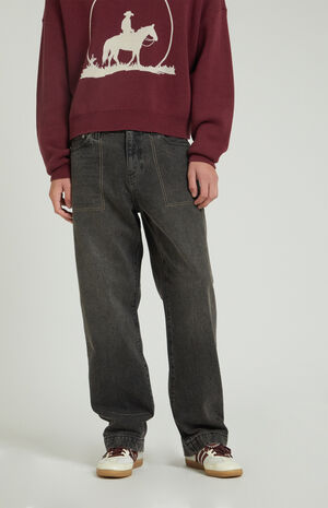 Dylan Baggy Jeans Contrast Stitch Black Tinted image number 1