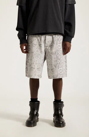 Parker Baggy Denim Shorts Snake Print image number 3