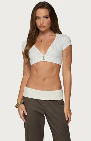 Cecey Button Up Crop Top image number 1