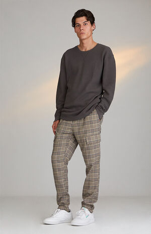 Brown Slim Plaid Pants image number 4