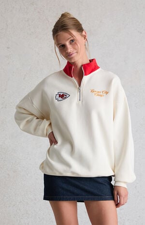 x NFL Kansas City Chiefs Quarter Zip Fleece Sweatshirt image number 4