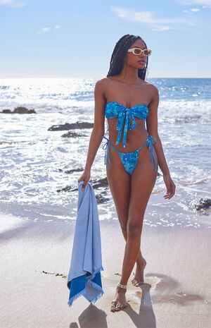 Floral Tie Front Bandeau Bikini Top image number 2