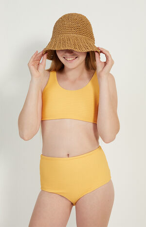 Orange Scrunched Bikini Swimsuit Set image number 3