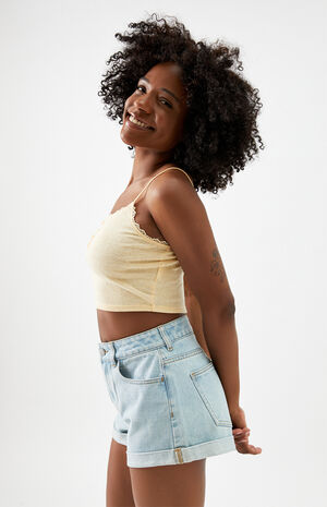 Light Blue Denim Mom Shorts image number 4