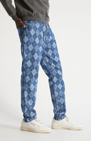 Argyle Medium Indigo Pleated Loose Jeans image number 3