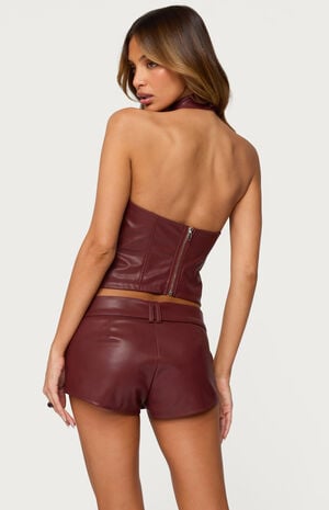 Alba Faux Leather High Neck Top image number 3