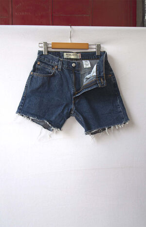 Upcycled Levi's 505 Dark Blue Wash Denim Shorts image number 2