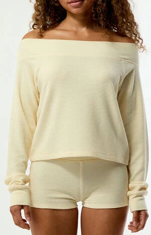 Active Aspen Waffle Knit Off-The-Shoulder Top image number 3