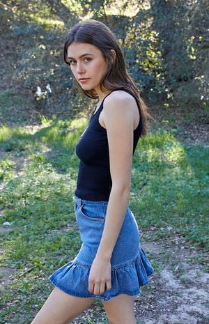 Ruffle Denim Skirt image number 3