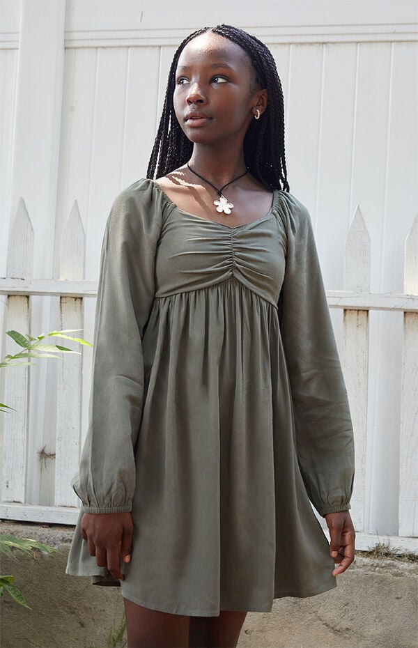 pacsun long sleeve dress Pacsun Kids Solid Long Sleeve Dress
