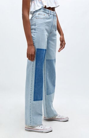 Eco Light Blue Patches Boyfriend Jeans image number 3