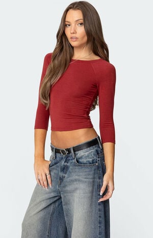 Mary Quarter Sleeve Wide Neck Top image number 4