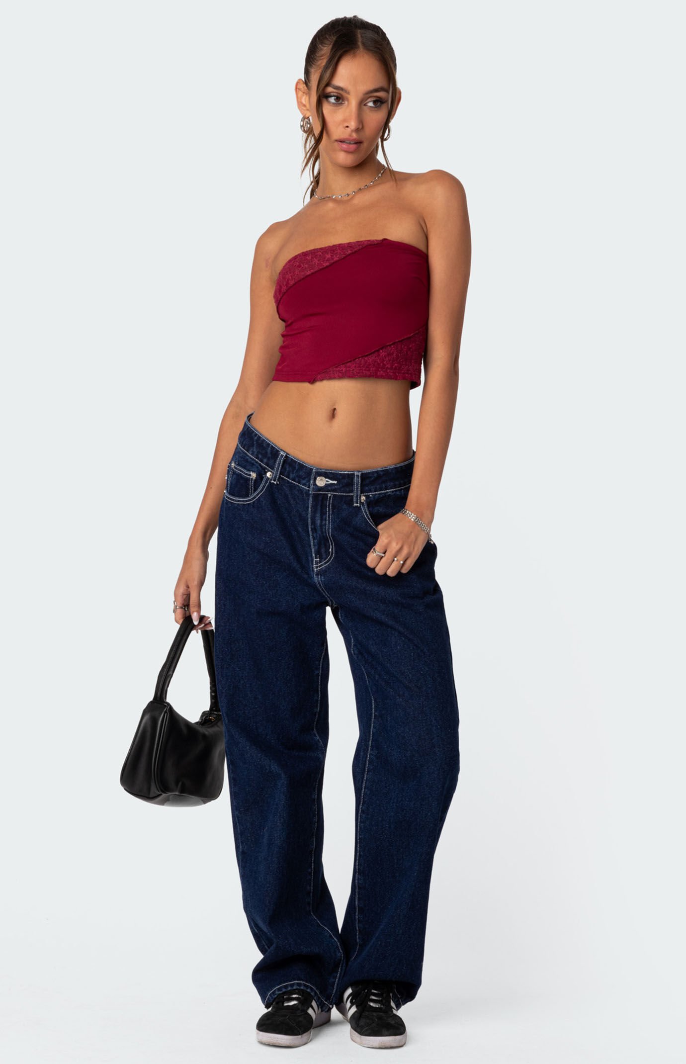 Edikted Lace Patchwork Tube Top | PacSun