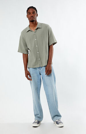 Cropped Boxy Gauze Camp Shirt image number 4