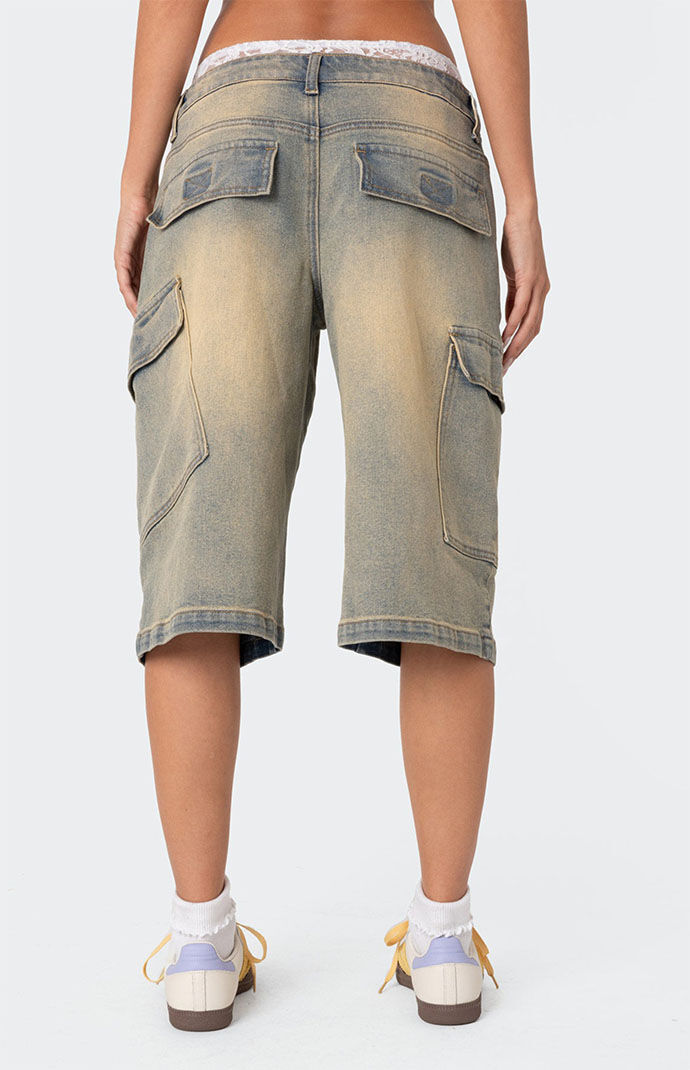 Edikted Lace Boxer Denim Bermuda Shorts | PacSun