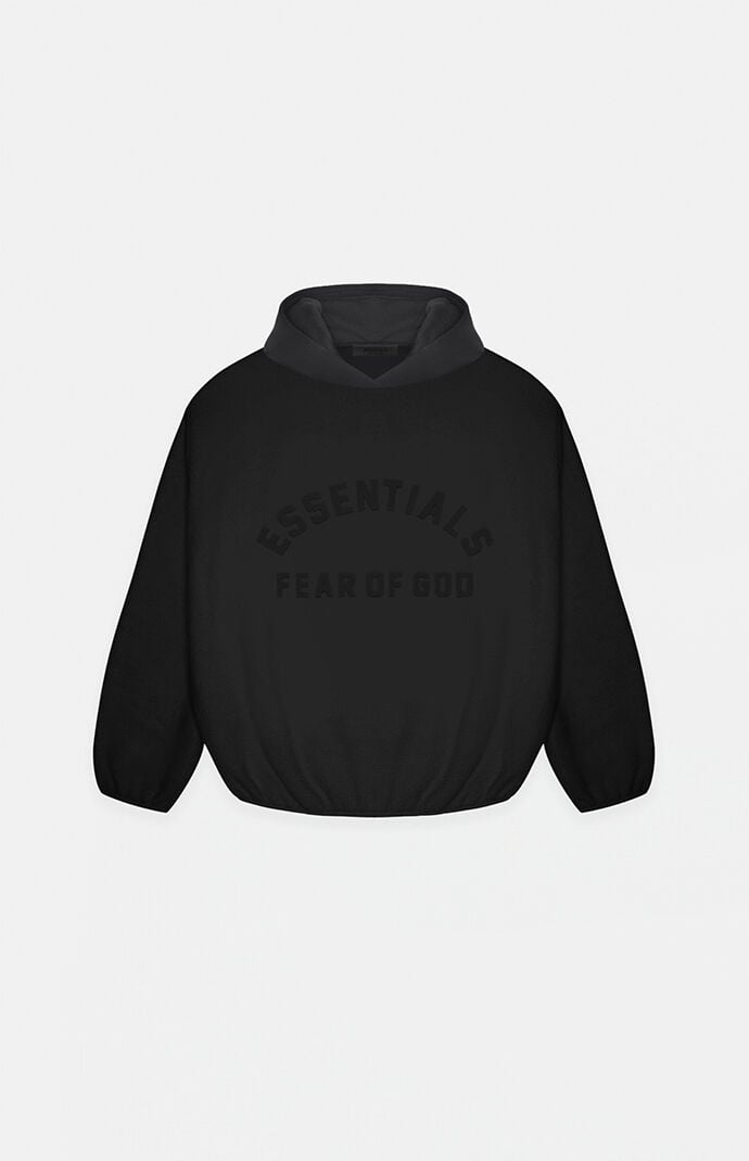 【ESSENTIALS】NYLON FLEECE HOODED SWEATER/ BLACK Fear of God Essentials Essentials Jet Black Nylon Fleece