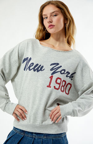 New York 1980 Off-The-Shoulder Sweatshirt image number 2