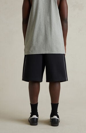 Jet Black&nbsp;& Cloud White Basketball Fleece Sweat Shorts image number 4