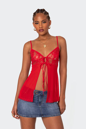 Mimosa Sheer Lace Long Tank Top image number 1