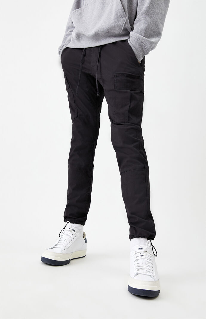 black slim cargo pants