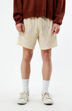 Cream Flower Crochet Shorts image number 2