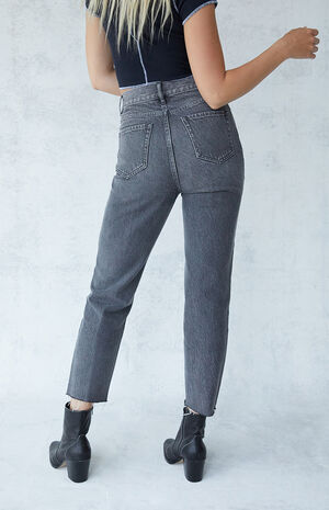 Eco Black Two-Tone High Waisted Straight Leg Jeans Eco Black Two-Tone High Waisted Straight Leg Jeans image number null