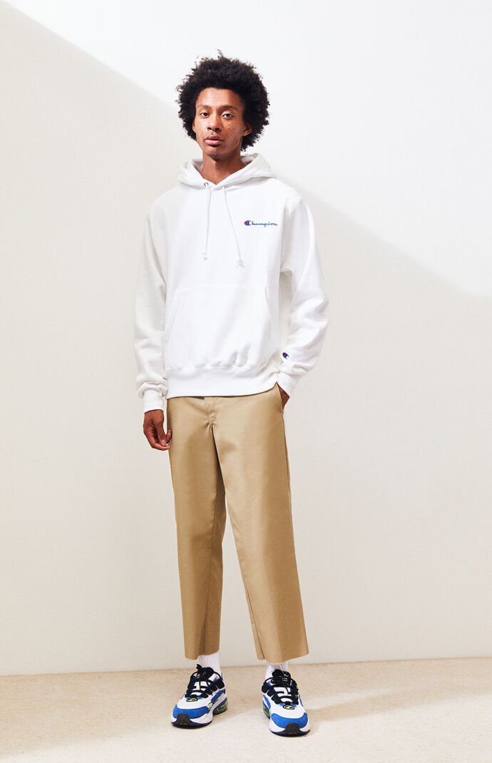Script Embroidered Reverse Weave Pullover Hoodie