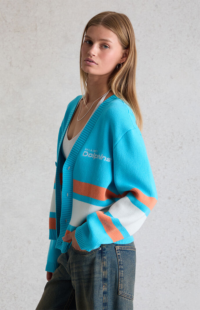 WILD COLLECTIVE x NFL Miami Dolphins Knit Cropped Cardigan
