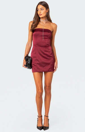 Fem Fold Over Satin Mini Dress image number 5