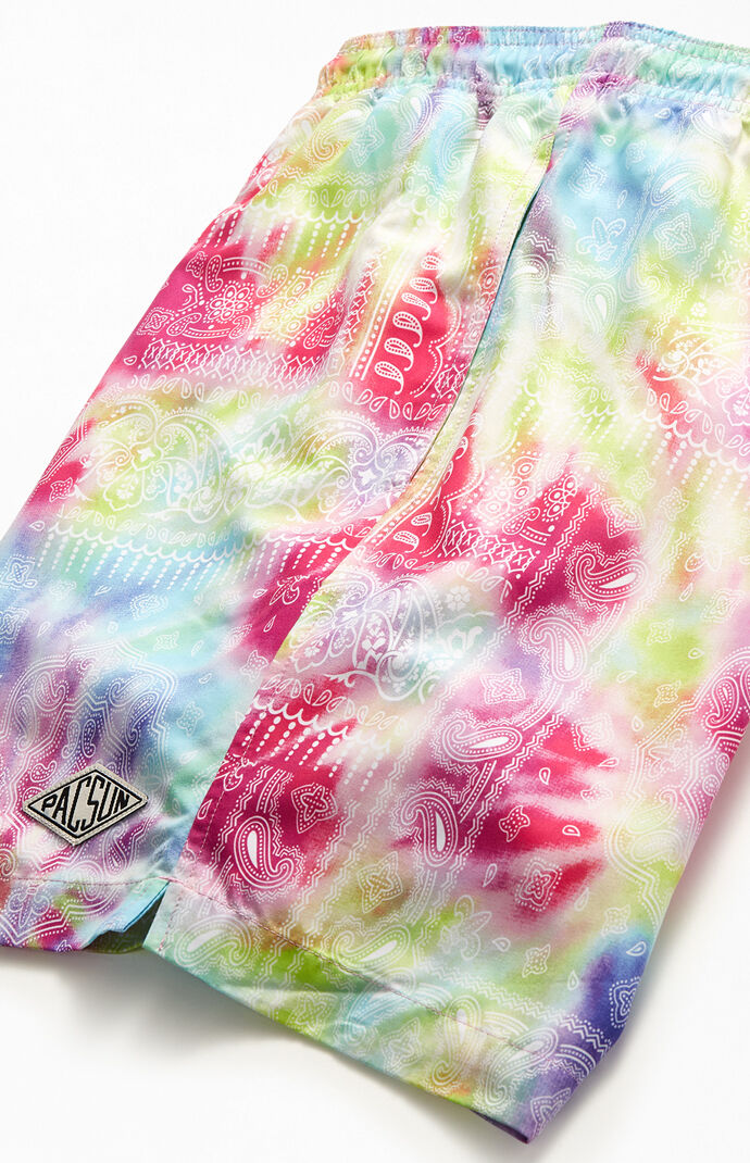 Dye Effect Paisley 17" Swim Trunks