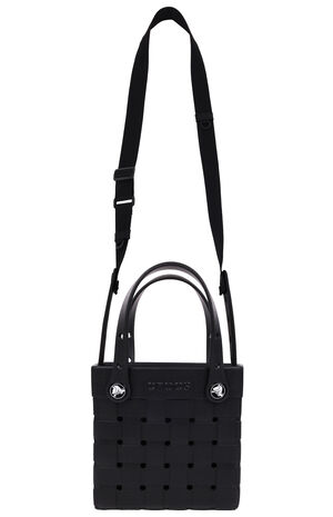Black Small Woven Crocssbody Tote Bag image number 5