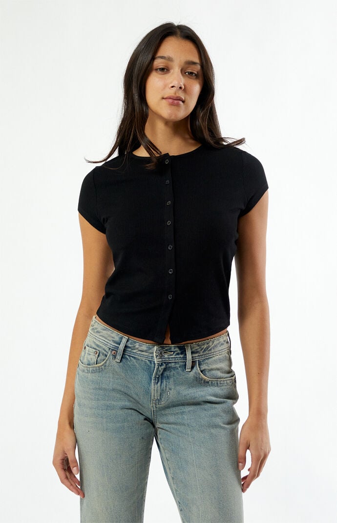 Est. PAC 1980 Parker Ribbed Button Top | PacSun