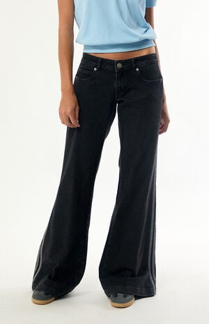 Black Low Rise Flare Jeans image number 2
