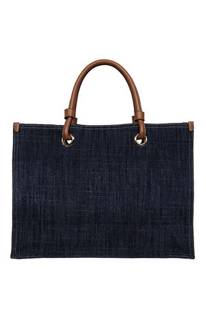 Andi Horseshoe Applique Denim Tote Bag image number 4