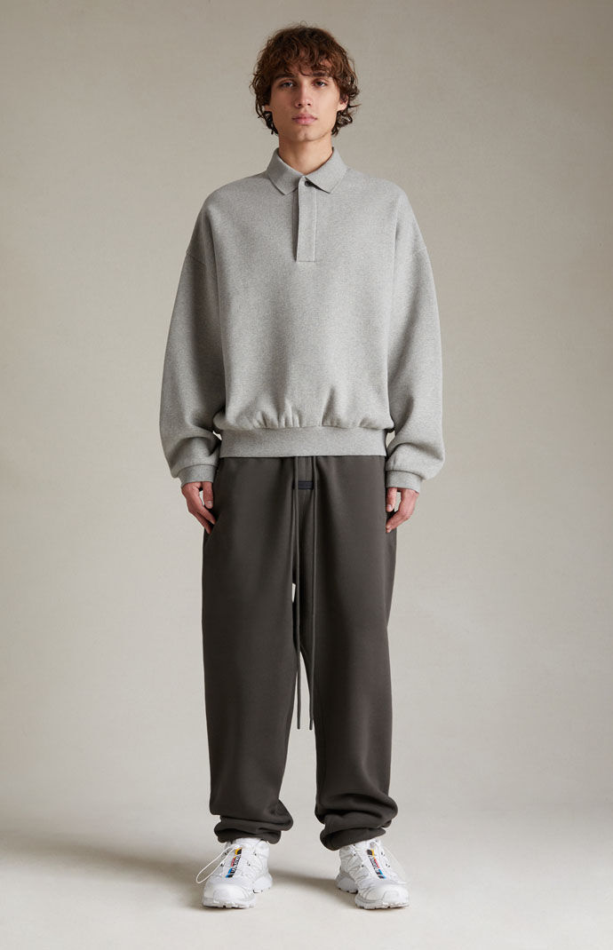 Fear of God Essentials Dark Heather Oatmeal Polo Sweatshirt