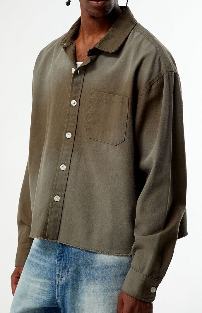 Pacsun Pike Washed Cropped Long Sleeve Work Shirt